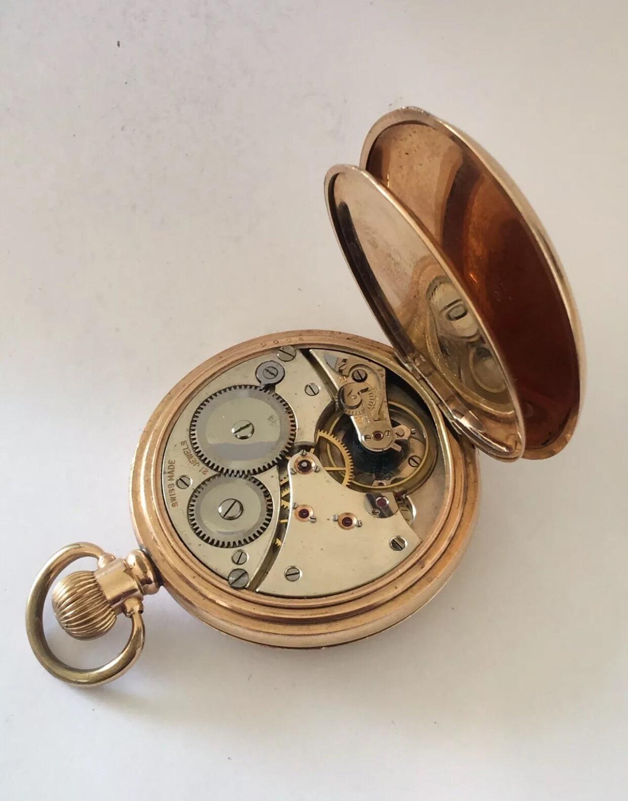 Antique Gold-Plated Full Hunter Dennison Case Pocket Watch 1