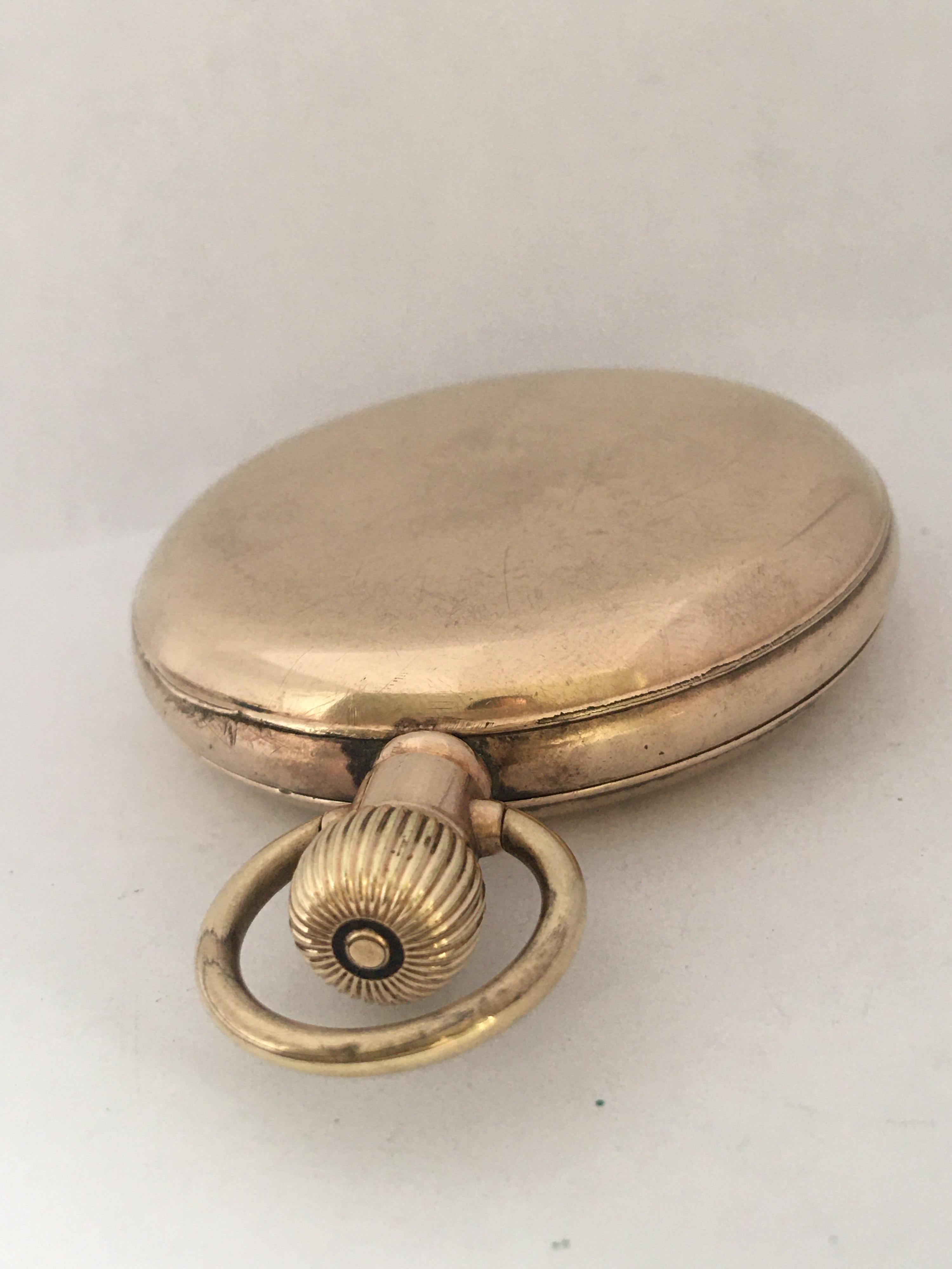 Antique Gold-Plated Full Hunter Swiss Hand-Winding Pocket Watch For Sale 8