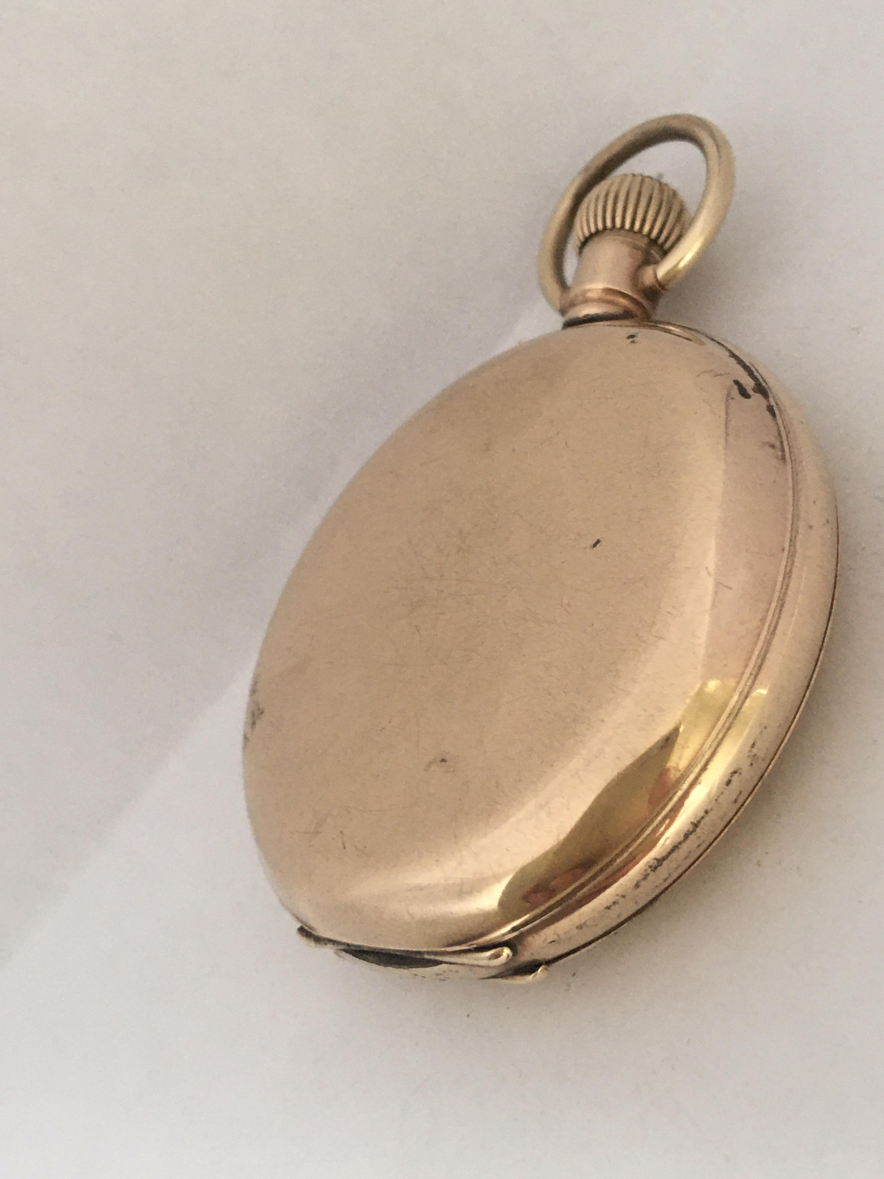 Antique Gold-Plated Full Hunter Swiss Hand-Winding Pocket Watch For Sale 1