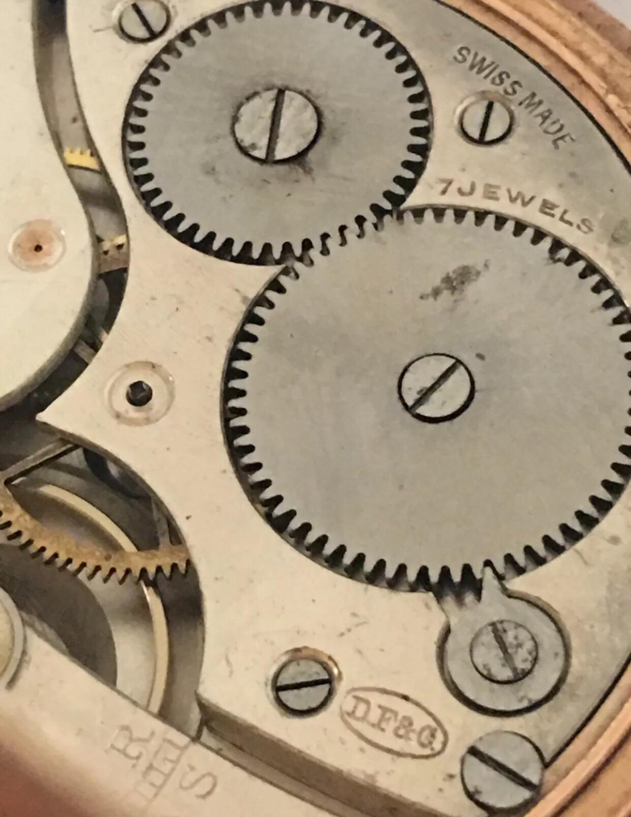 Antique Gold-Plated Half Hunter Dennison Case Keyless Pocket Watch For Sale 3
