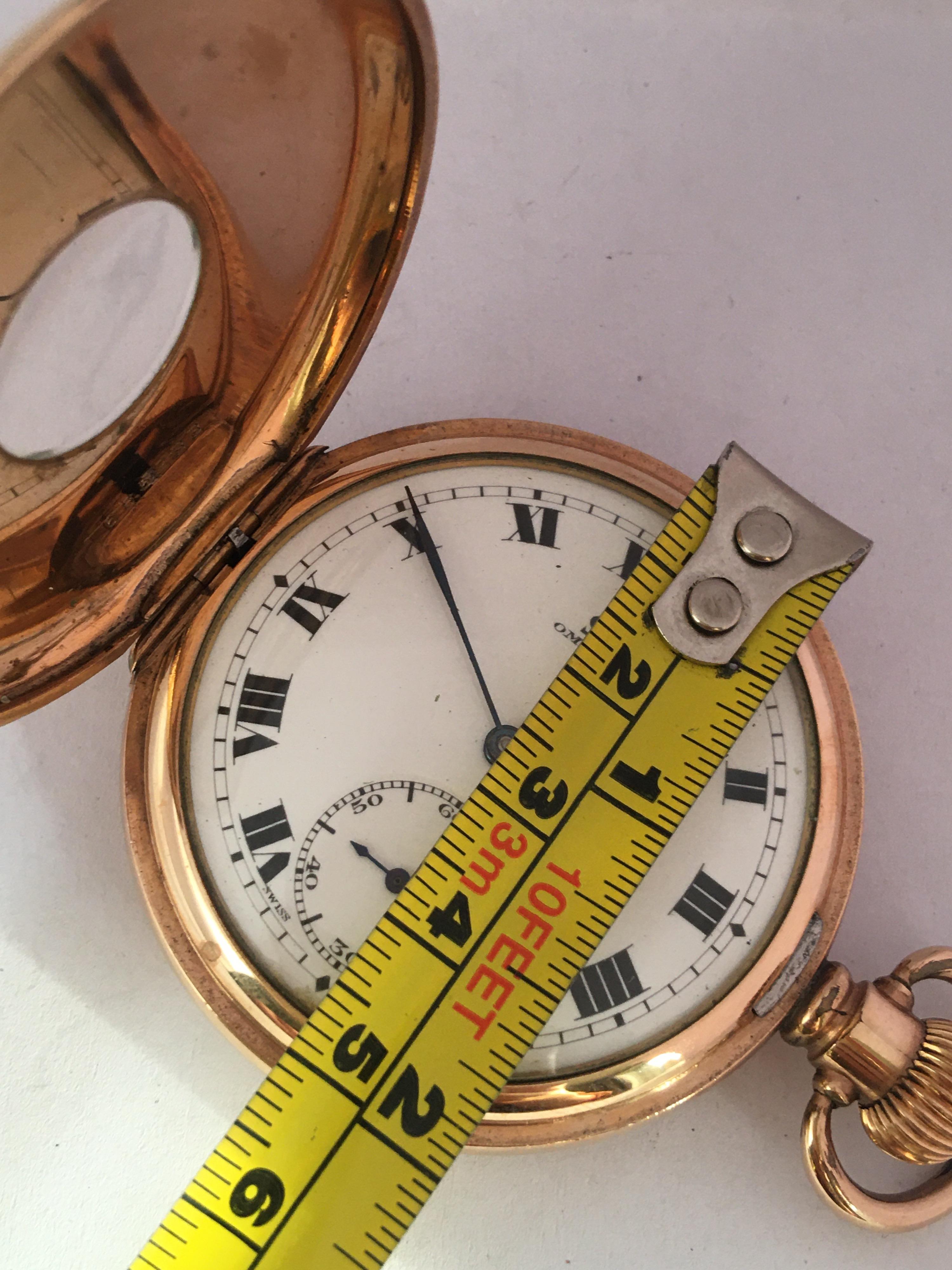 Antique Gold-Plated Half Hunter Dennison Cased Keyless Lever Omega Pocket Watch 5