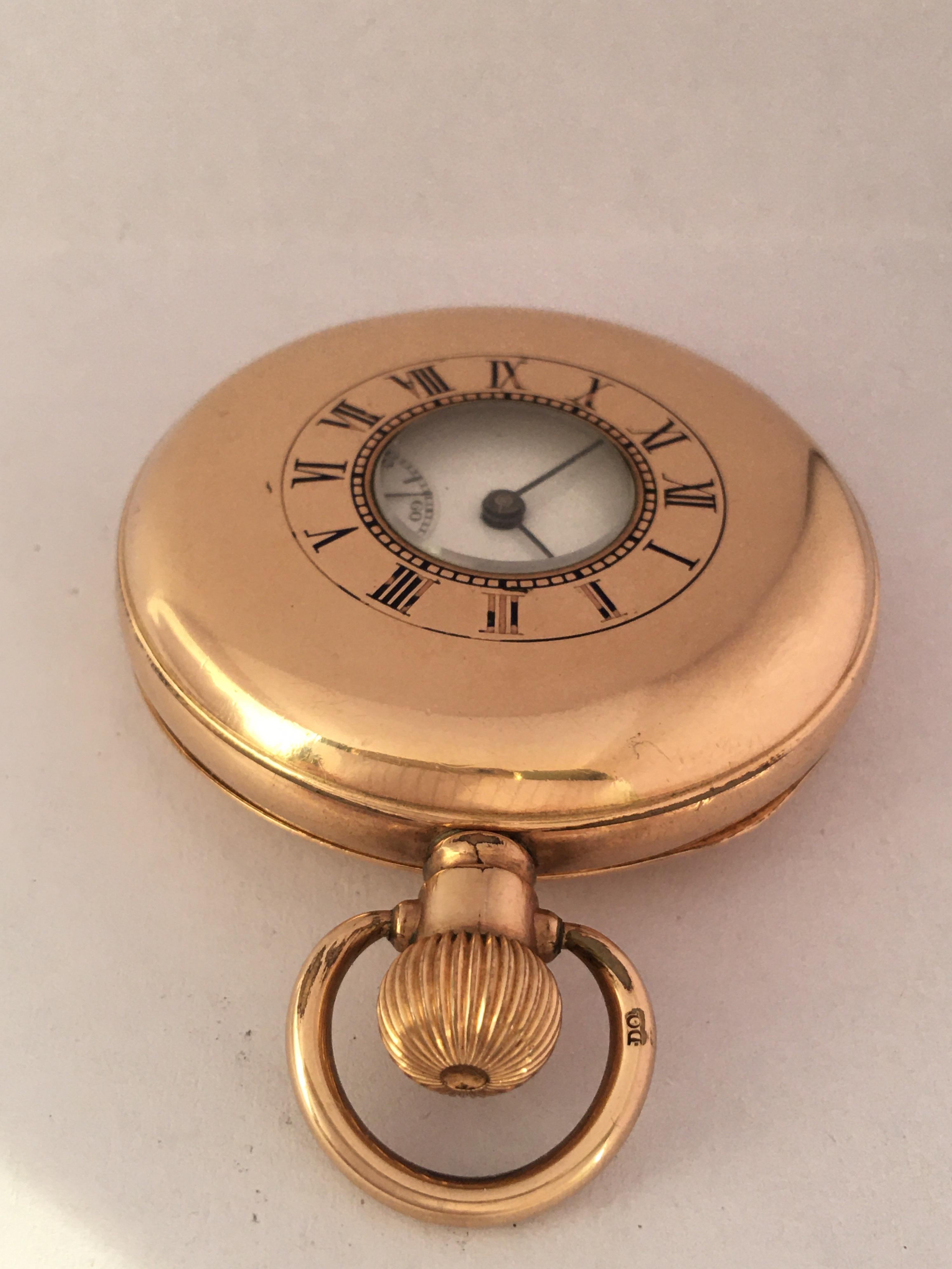 Antique Gold-Plated Half Hunter Dennison Cased Keyless Lever Omega Pocket Watch 6