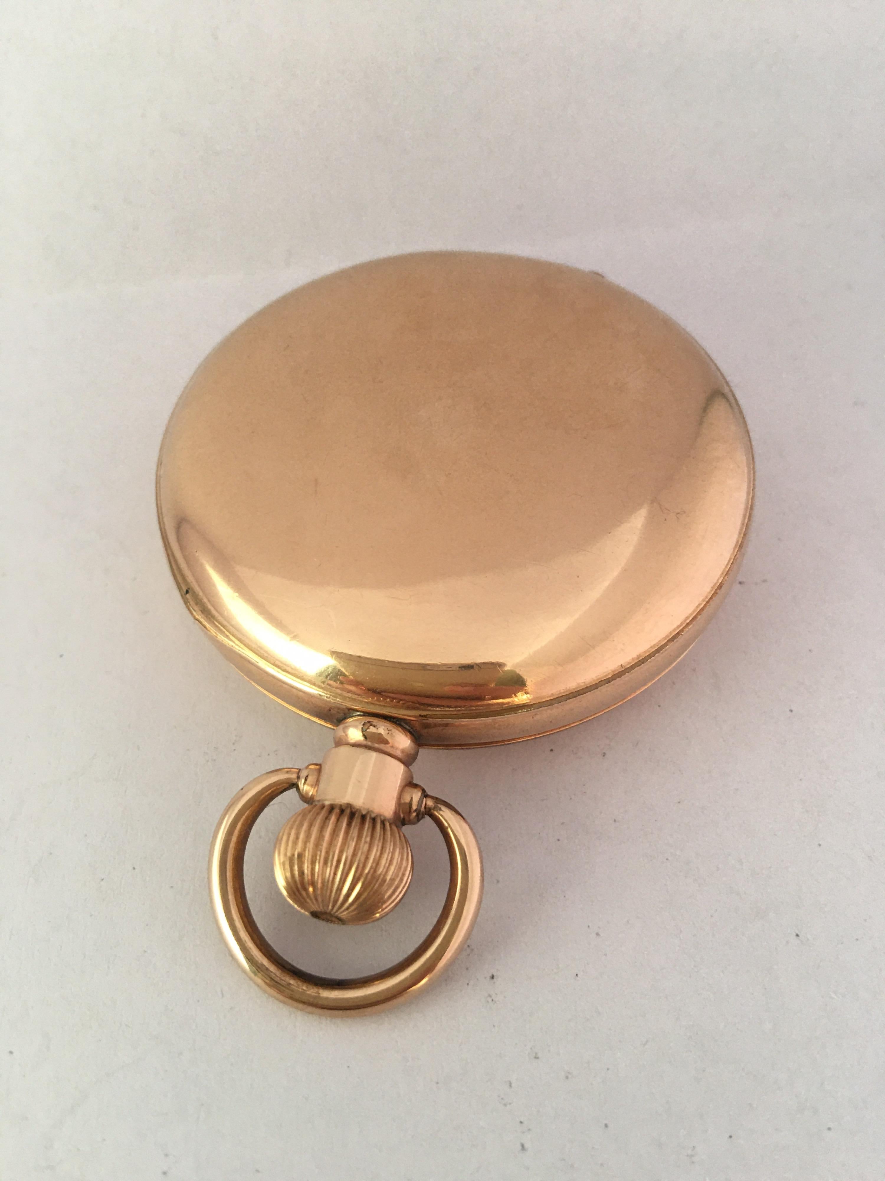 Antique Gold-Plated Half Hunter Dennison Cased Keyless Lever Omega Pocket Watch 7