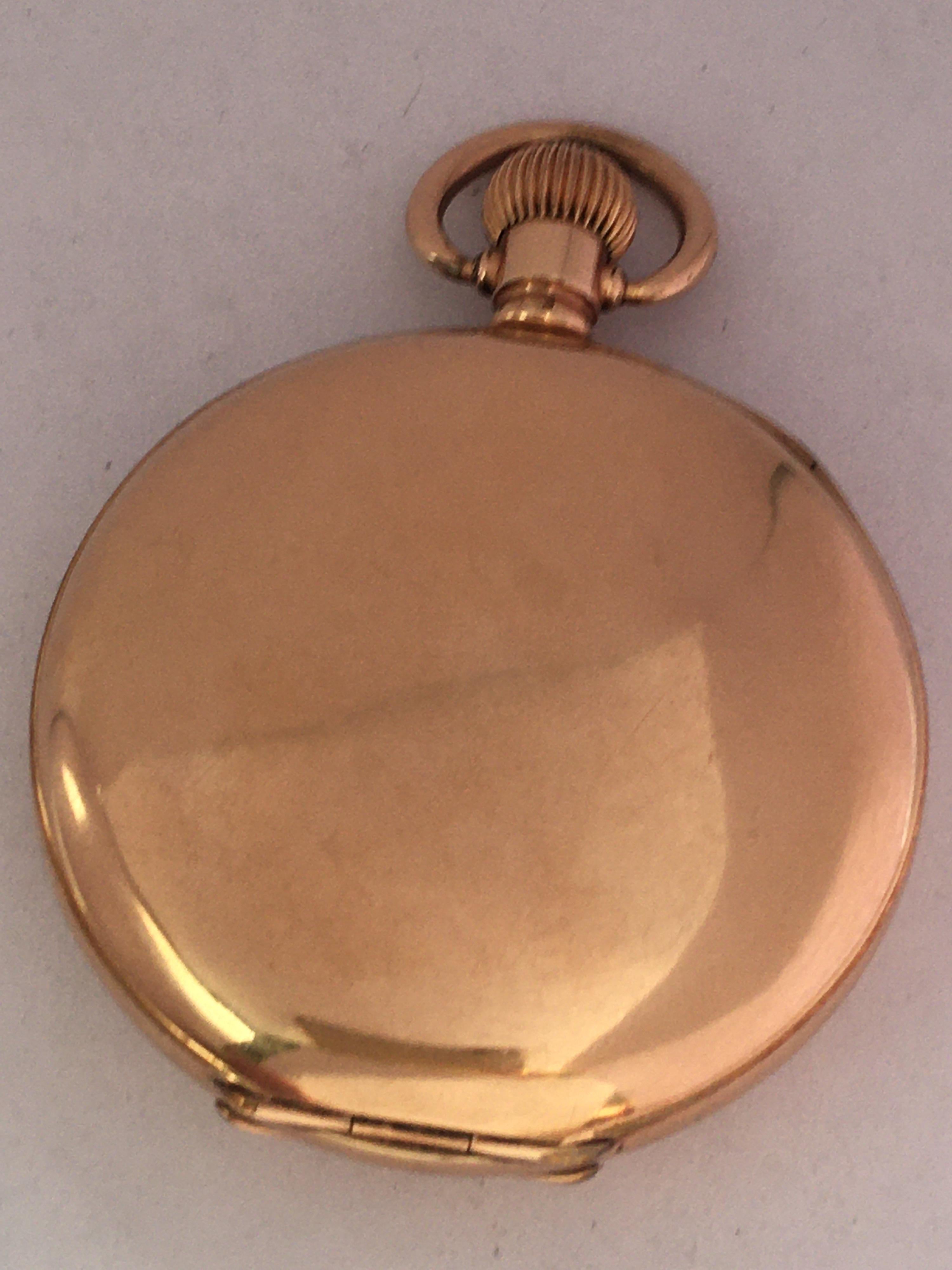 Antique Gold-Plated Half Hunter Dennison Cased Keyless Lever Omega Pocket Watch 12