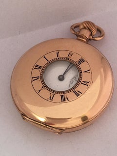 Antique Gold-Plated Half Hunter Dennison Cased Keyless Lever Omega Pocket Watch