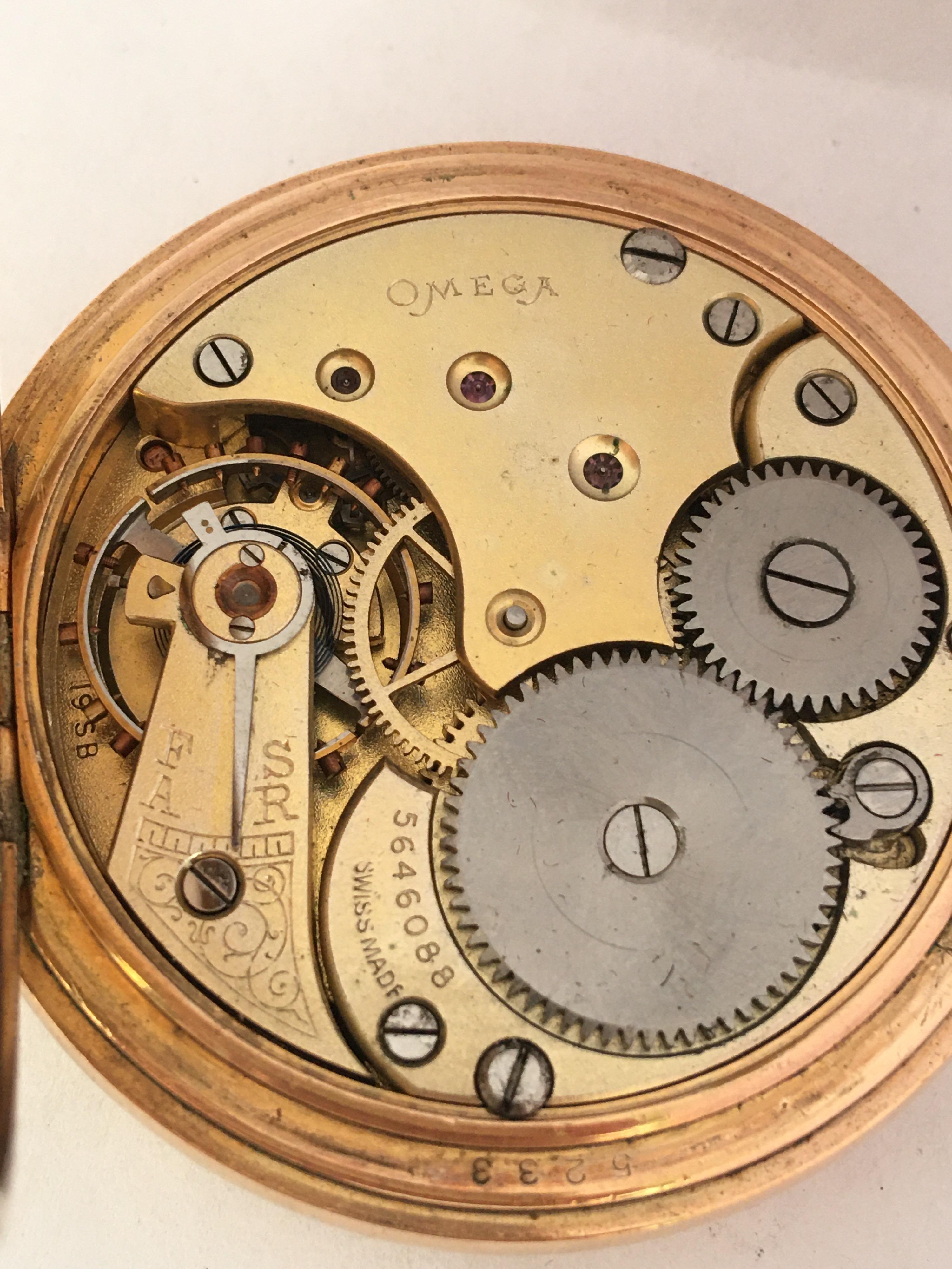 Women's or Men's Antique Gold-Plated Half Hunter Dennison Cased Keyless Lever Omega Pocket Watch
