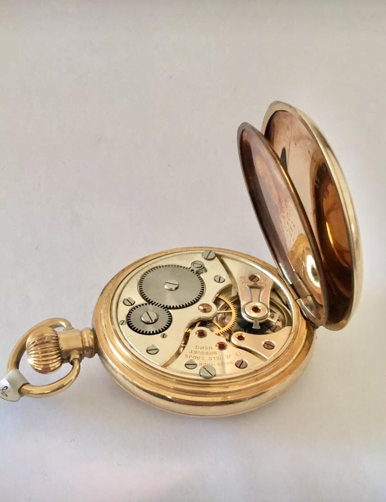 Antique Gold-Plated Half Hunter Pocket Watch Signed Cox & Son, GT Yarmouth In Good Condition In Carlisle, GB