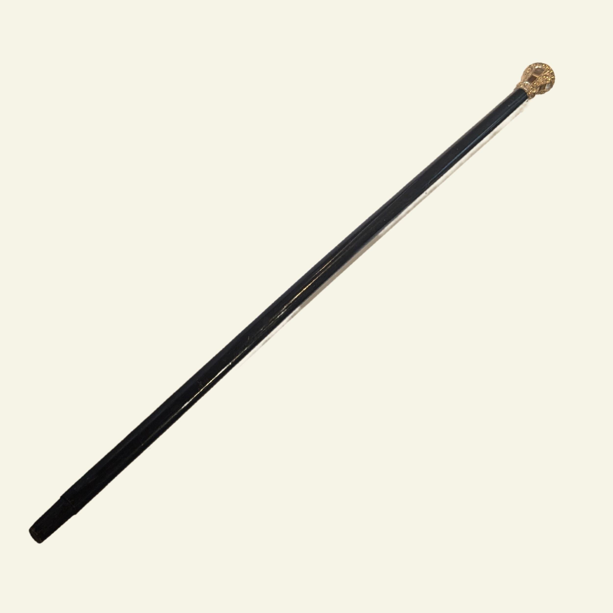Antique Gold Plated  Knob Head Handle Wooden Walking Stick Cane 4
