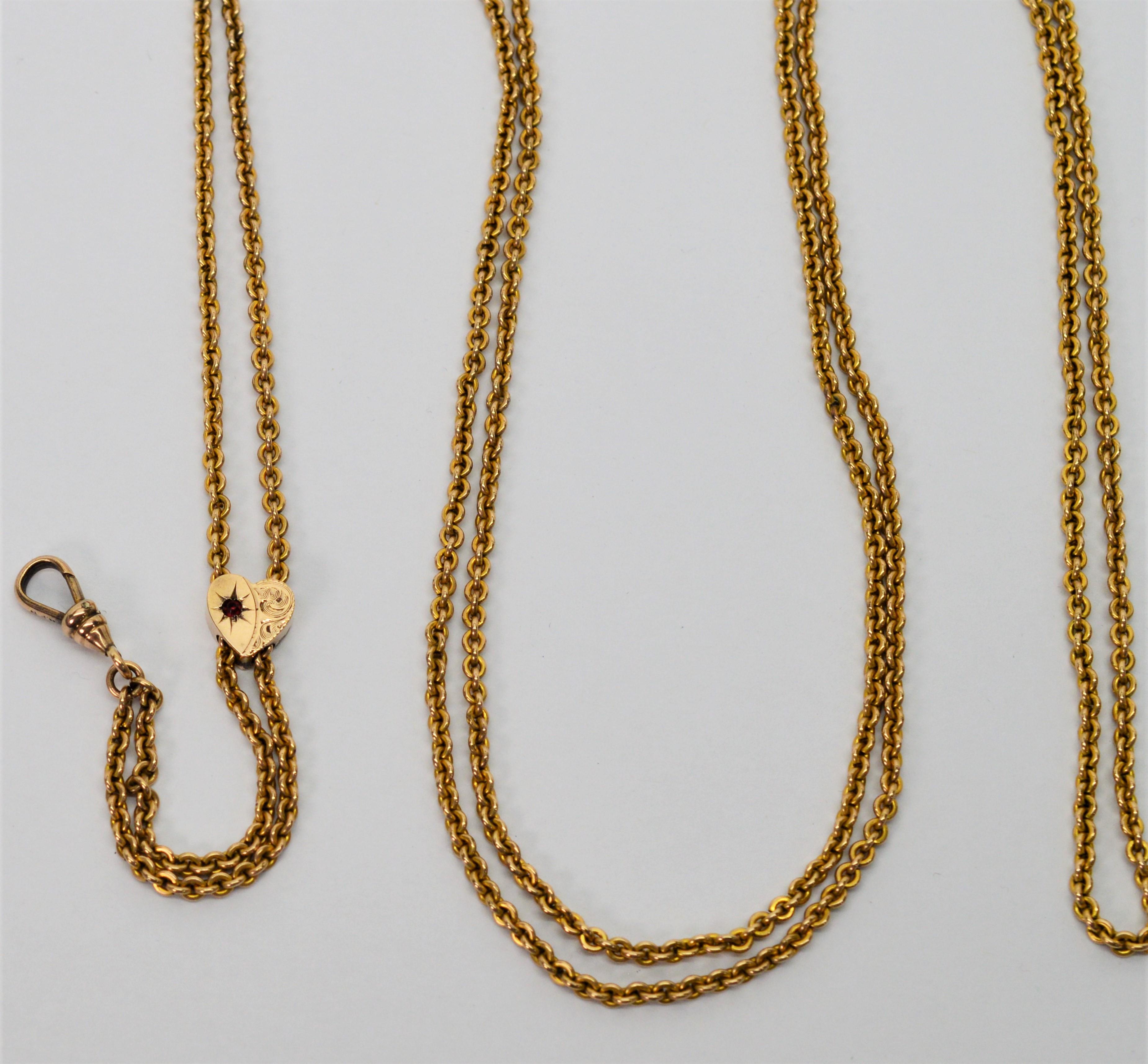 Antique Gold-Plated Ladies Fancy Watch Chain Slide Necklace In Good Condition In Mount Kisco, NY
