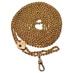 Antique Gold-Plated Ladies Fancy Watch Chain Slide Necklace