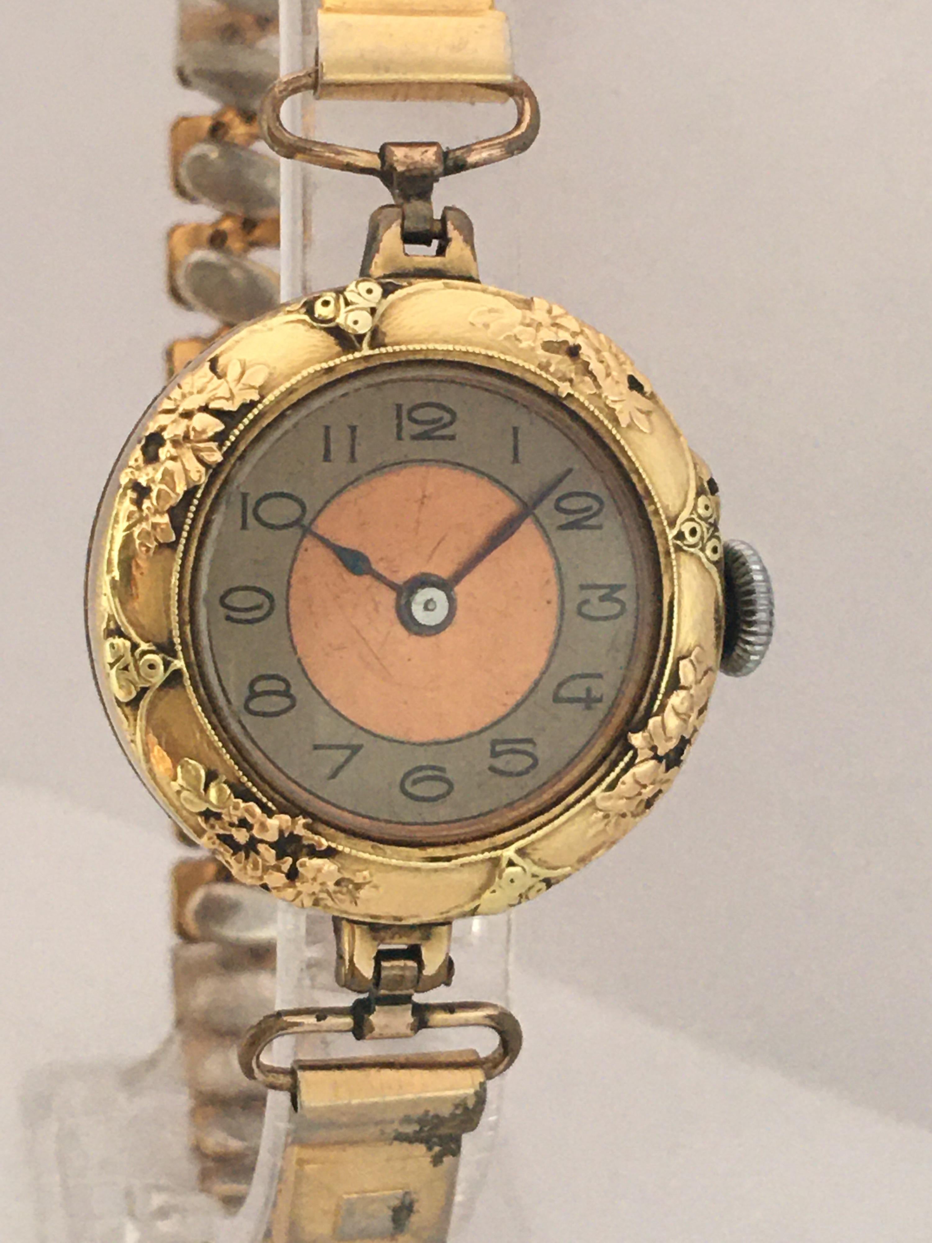 Antique Gold-Plated Ladies Mechanical Trench Watch 8