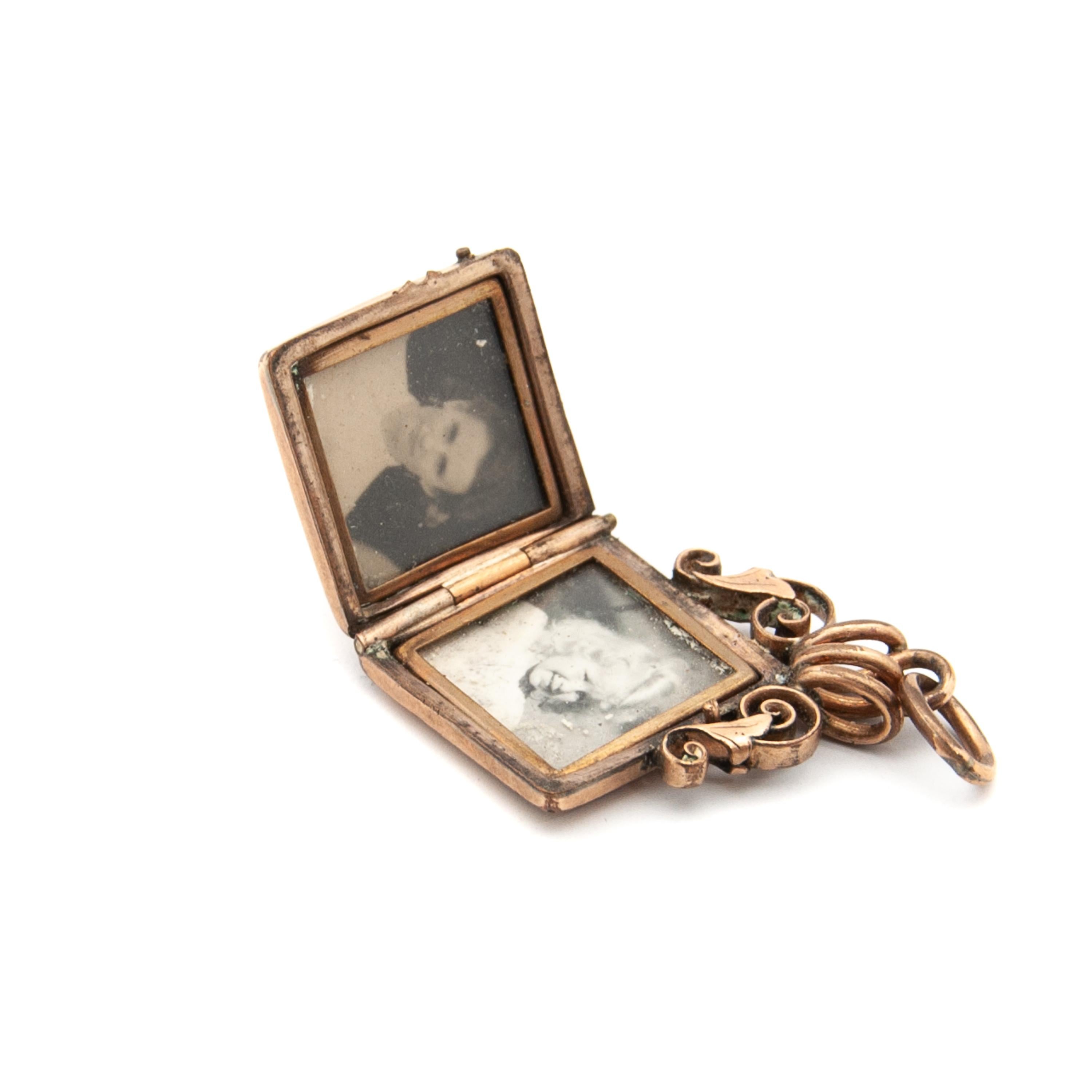 Women's or Men's Locket Medallion Antique Gold-Plated Pendant, 1880