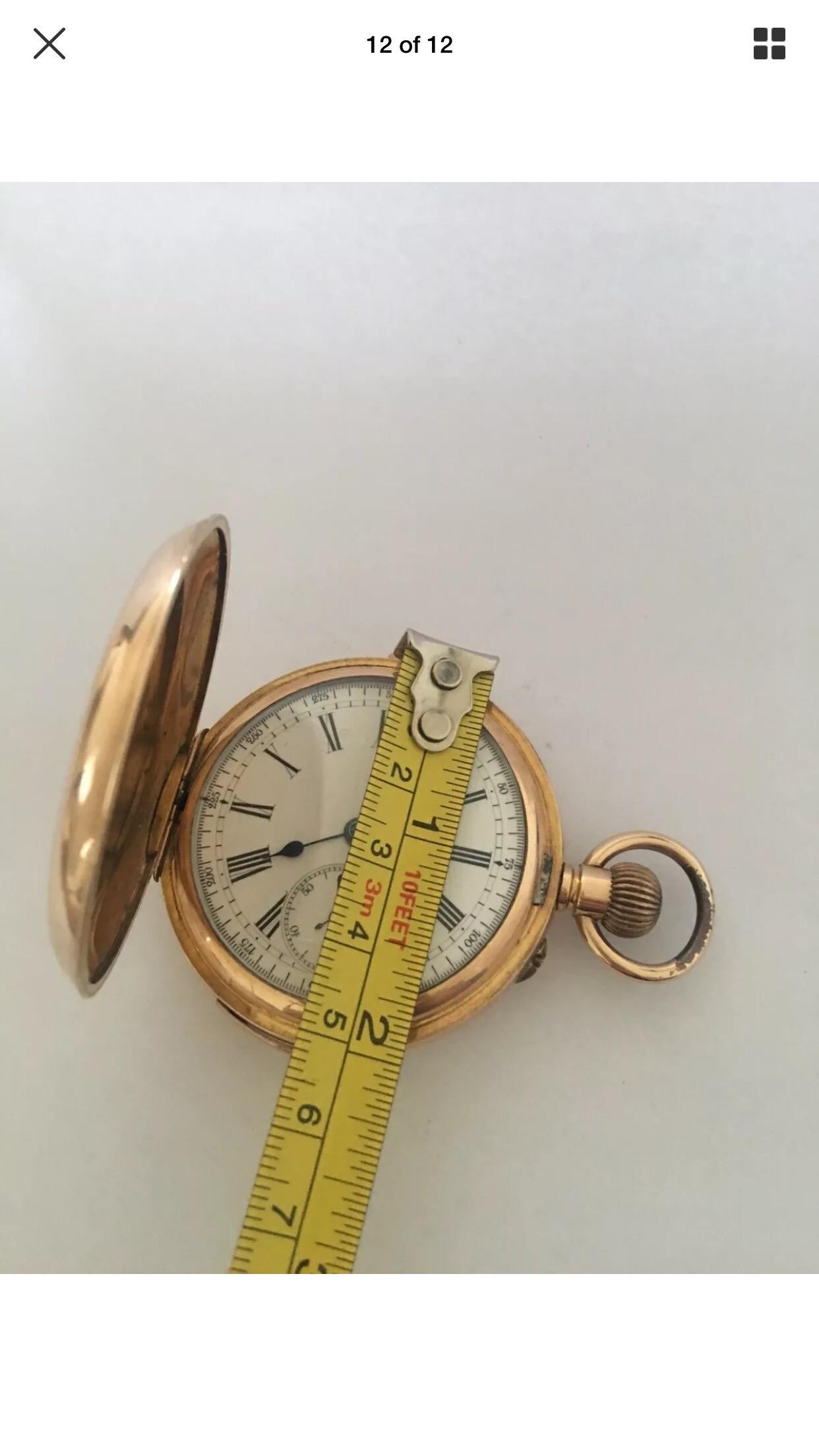 Antique Gold-Plated Quarter Repeater Chronograph Pocket Watch 6