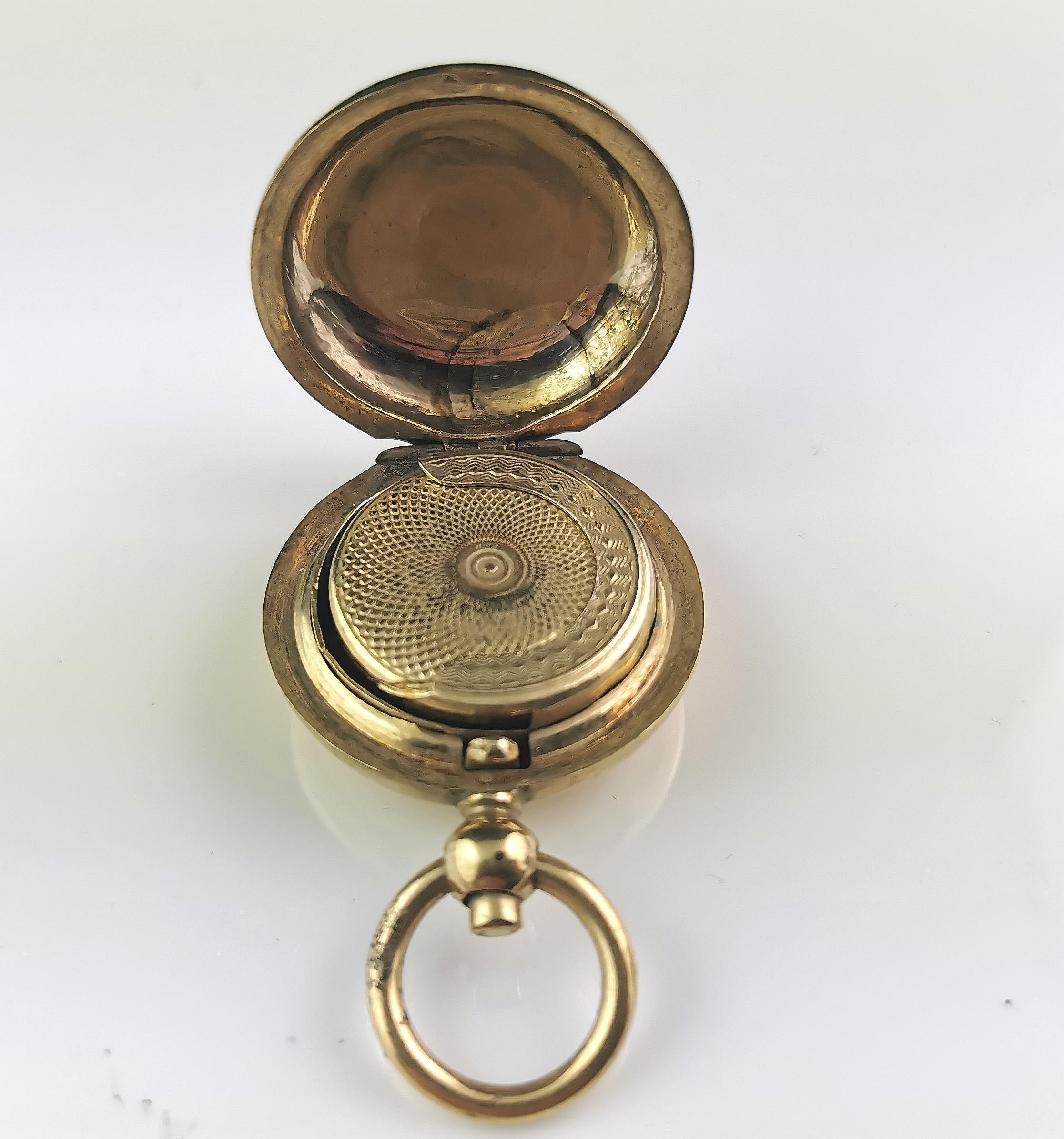 Antique gold plated sovereign case, pendant, coin holder  2