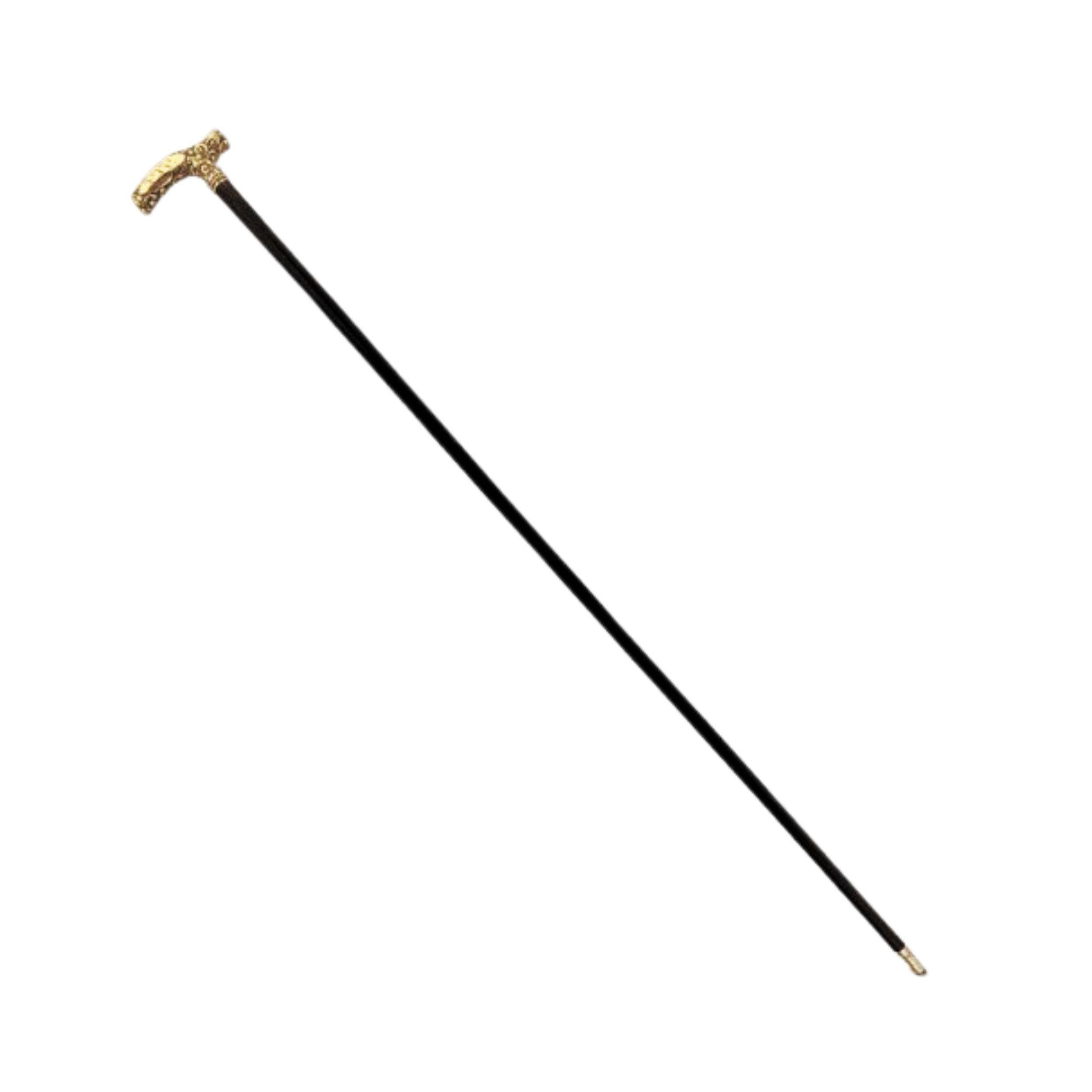 Brown Antique Gold Plated Walking Stick Cane for Men 1800C with Fritz Style Handle For Sale