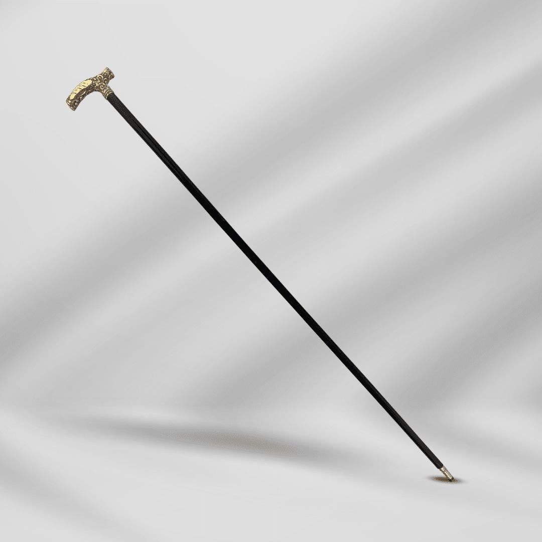 Antique Gold Plated Walking Stick Cane for Men 1800C with Fritz Style Handle For Sale 1