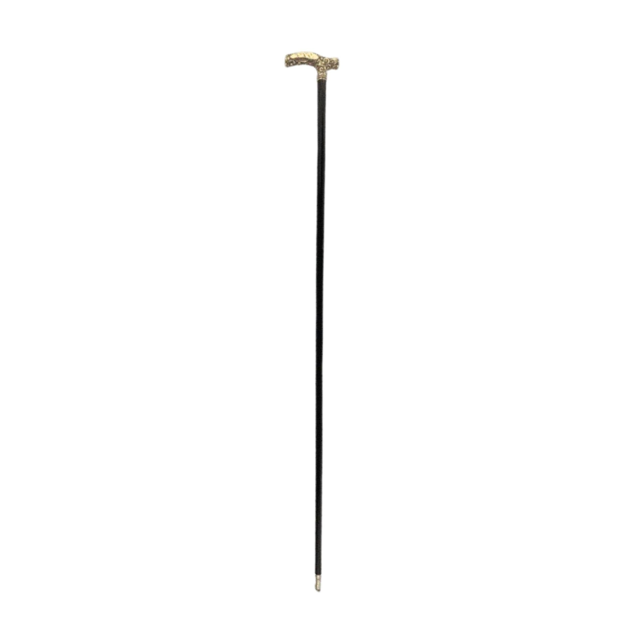 Antique Gold Plated Walking Stick Cane for Men 1800C with Fritz Style Handle For Sale 4