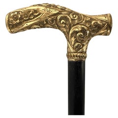 Antique Gold Plated Walking Stick Cane for Men 1800C with Fritz Style Handle