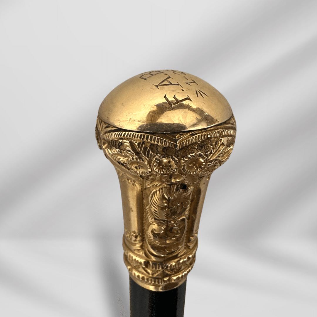 Antique Gold Plated Walking Stick Cane  Year 1832 For Sale 3