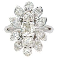 Vintage Gold, Platinum and Diamond Ring with a Floral Design