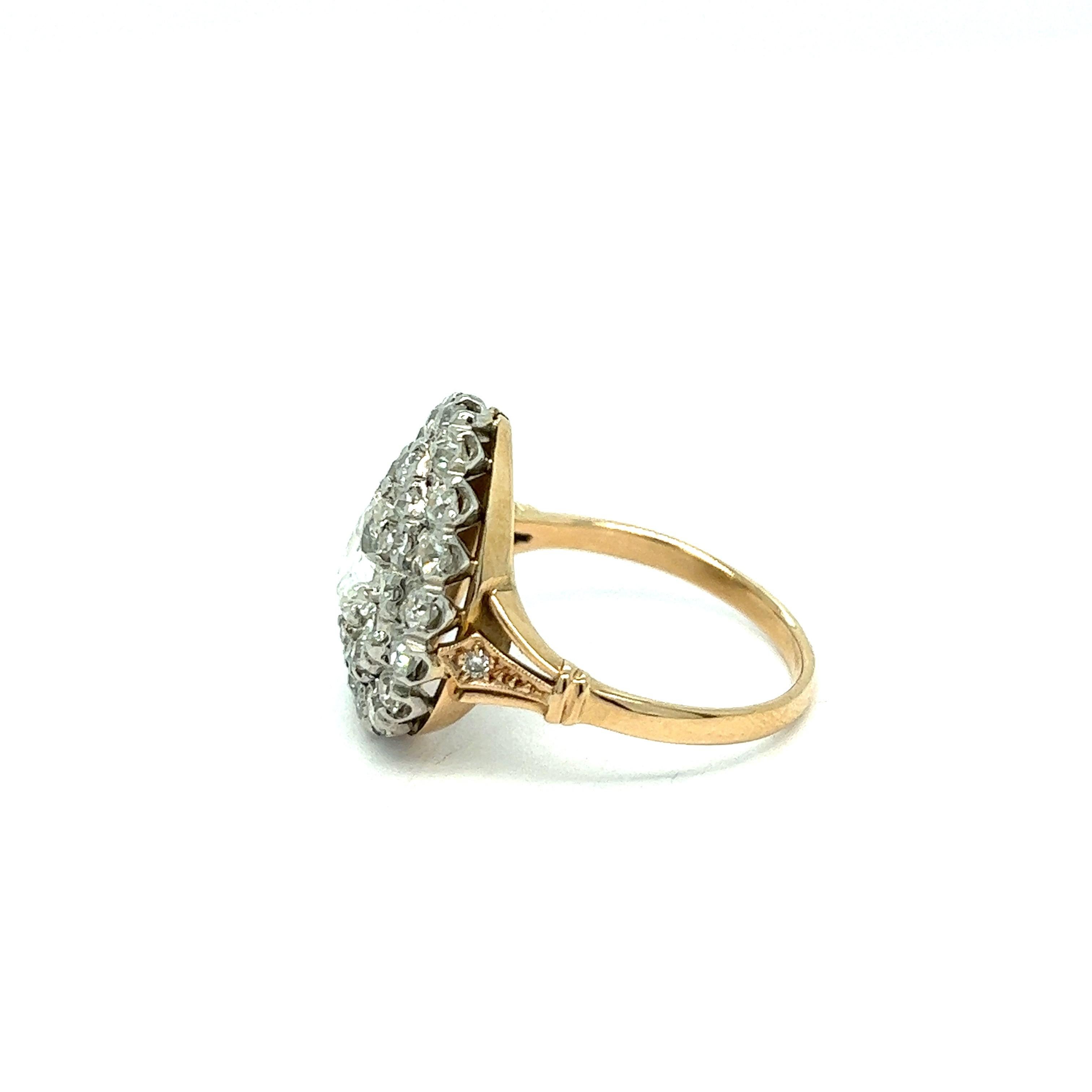 Pear Cut Antique Gold Platinum Diamond Ring For Sale