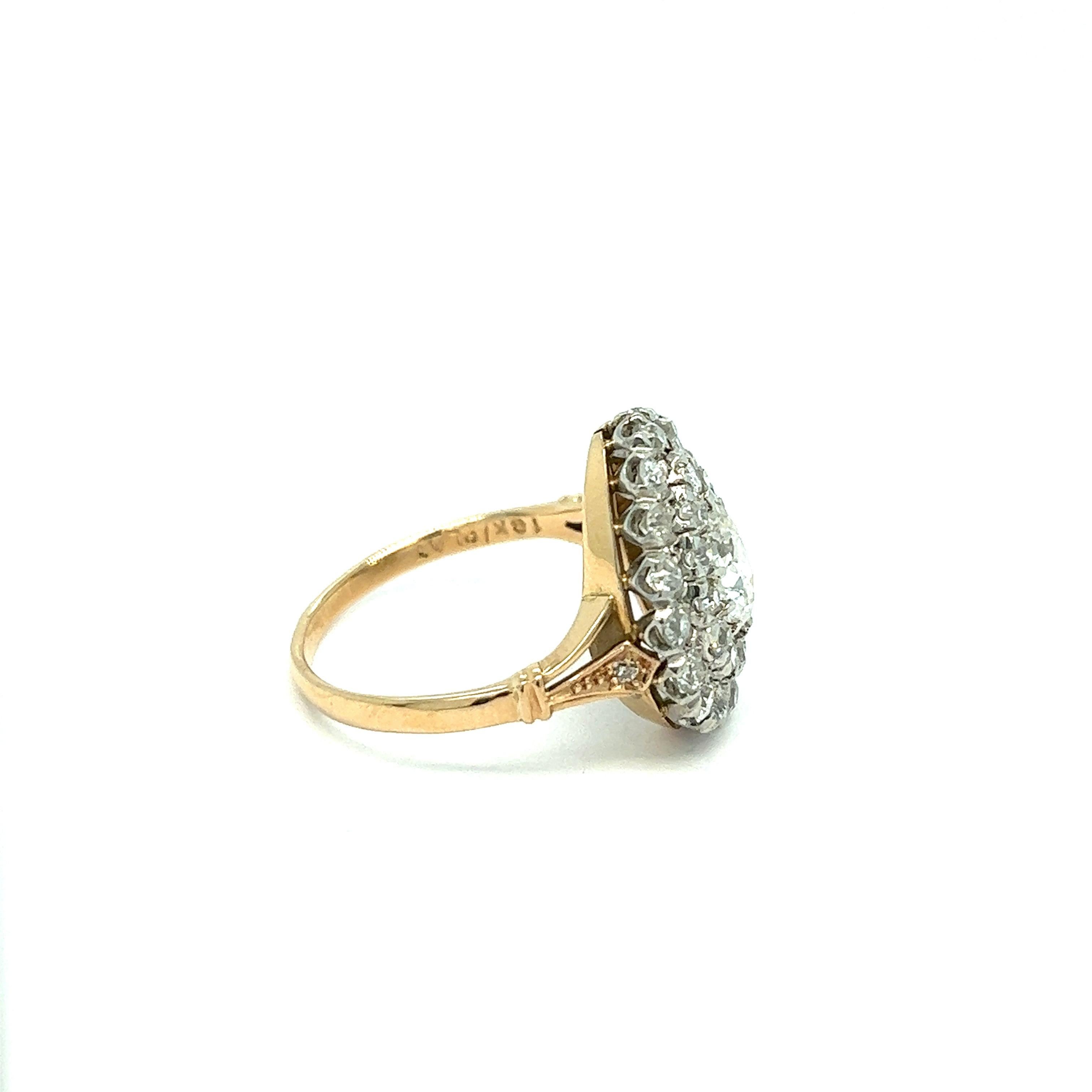 Women's Antique Gold Platinum Diamond Ring For Sale