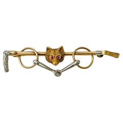 Antique Gold Platinum Ruby Fox Brooch C.1900