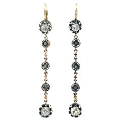 Antique Gold Platinum 
Silver Diamond Drop Earrings