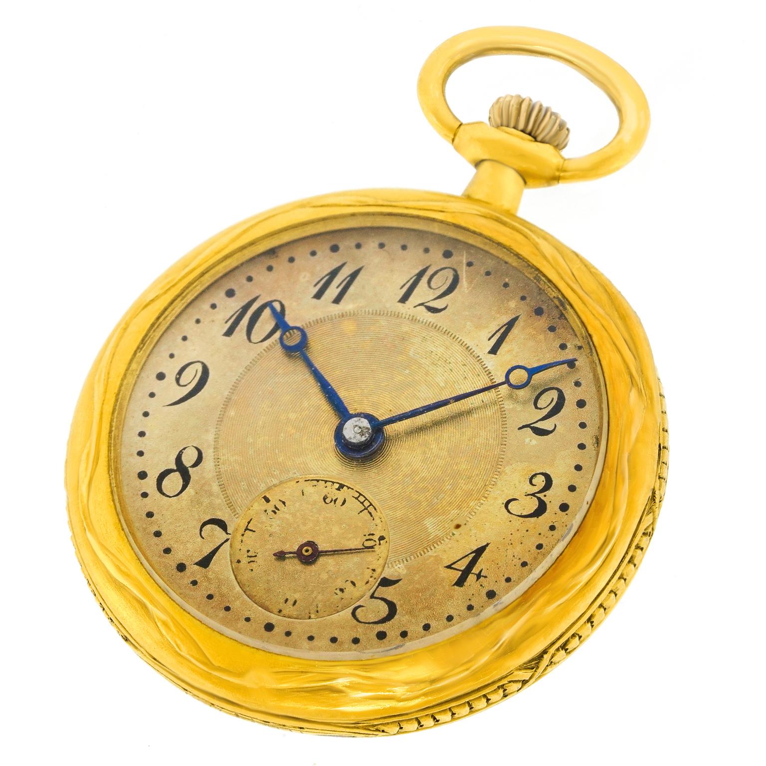 Round Cut Antique Gold Pocket Watch For Sale