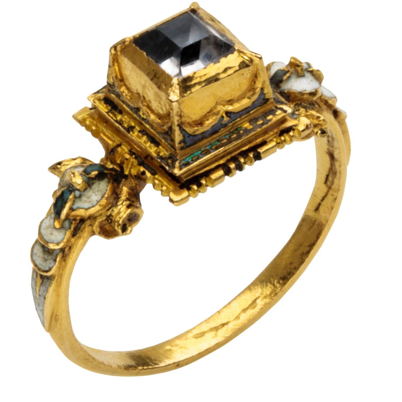 Antiker Renaissance-Brautring aus Gold (Gemischter Schliff)