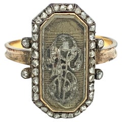 Antique Gold Ring Diamonds Wedding Inscription Dated 1809 Rose Diamond Initials