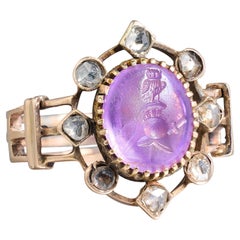 Antique Gold Ring with a Roman Intaglio Representing Minerva.