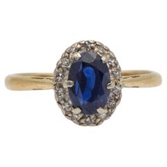 Antique gold ring with diamonds and sapphire, England, half of XX cent.