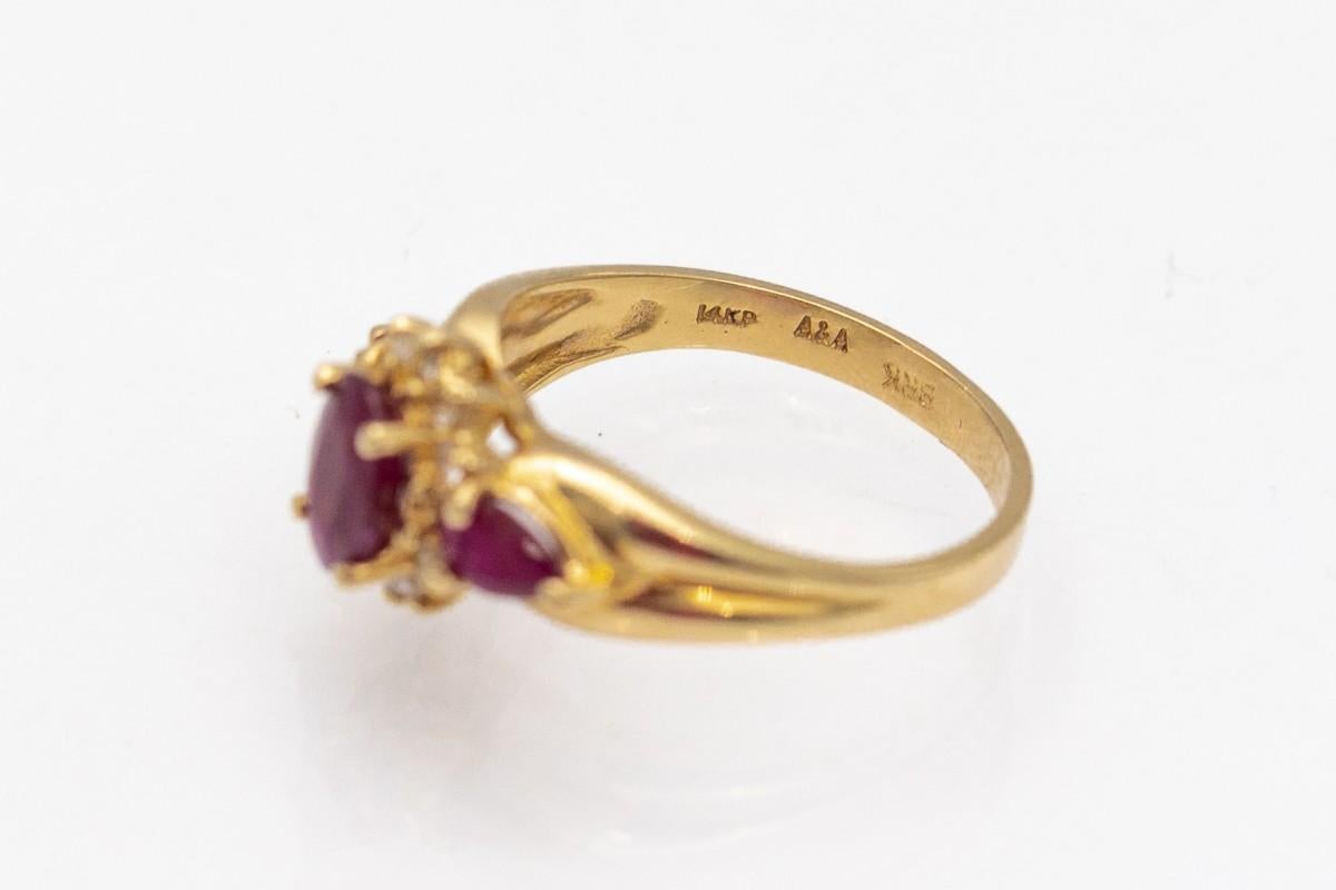 Antique gold ring with rubies and diamonds, Scandinavia, mid-20th century. 5