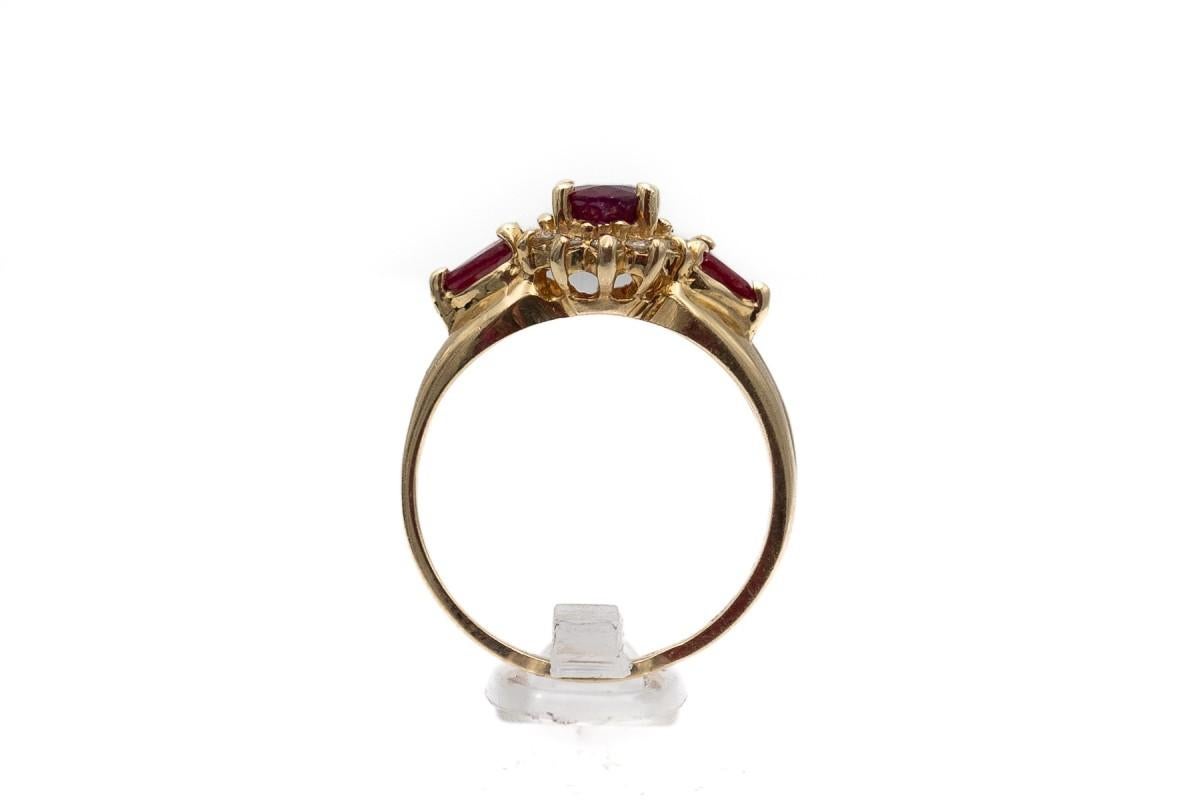 Antique gold ring with rubies and diamonds, Scandinavia, mid-20th century. 2
