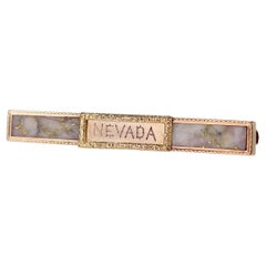Antique Gold Rush 14K Gold and Gold Quartz Nevada Pin or Brooch