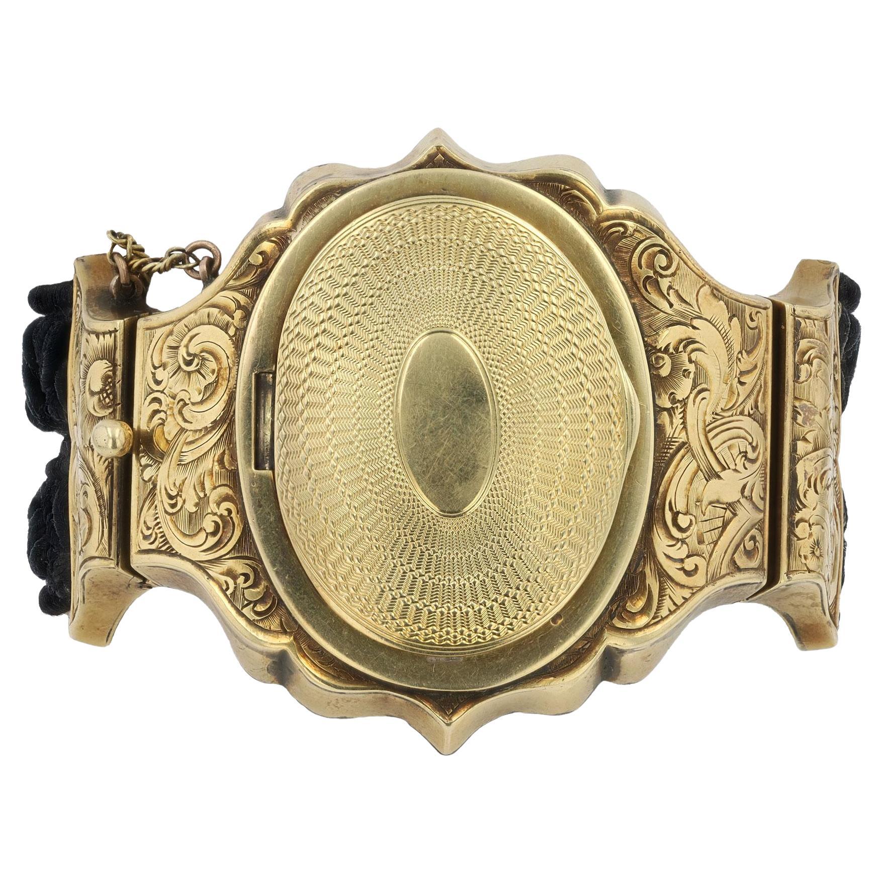 Antique Gold Rush 1850 Victorian Portrait 14k Bracelet