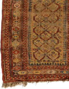 Antique Gold Rust Distressed Tribal Caucasian Soumak Rug, circa 1920s