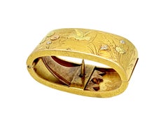 Anello sciarpa d'oro antico Tre colori oro argento Fiori di rondine farfalla