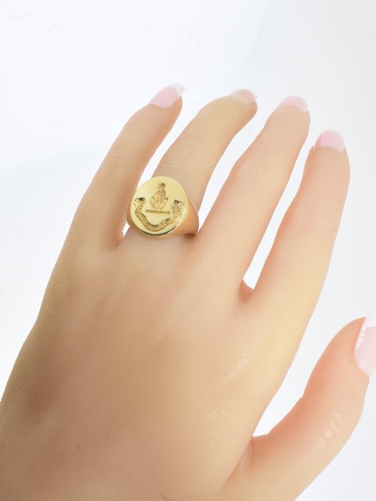 Women's or Men's Antique Gold Scottish Signet Ring, 