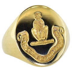 Antique Gold Scottish Signet Ring, "Touch not the Cat bot the Glove", c. 1900.