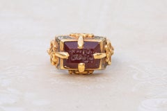 Antique Gold Seljuk 12th Century Ring Carnelian Intaglio Kufic Islamic Signet