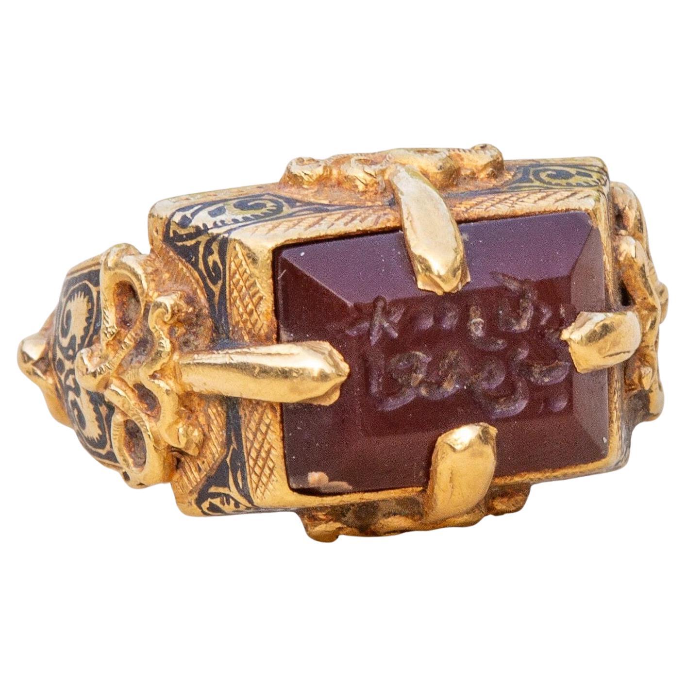 Antique Gold Seljuk 12th Century Ring Carnelian Intaglio Kufic Islamic Signet
