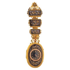 Antique Gold Shakudo Belt Clip Pocket Watch