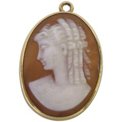 Antique Gold Shell Cameo Pendant Charm