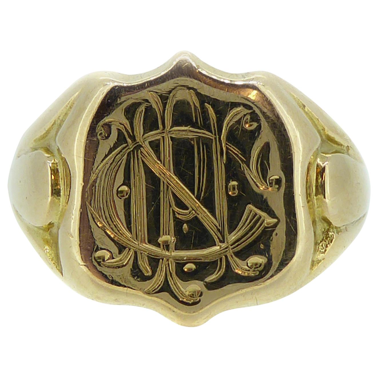 Antique Gold Signet Ring, 18 Carat Gold Hallmarked Birmingham, 1915