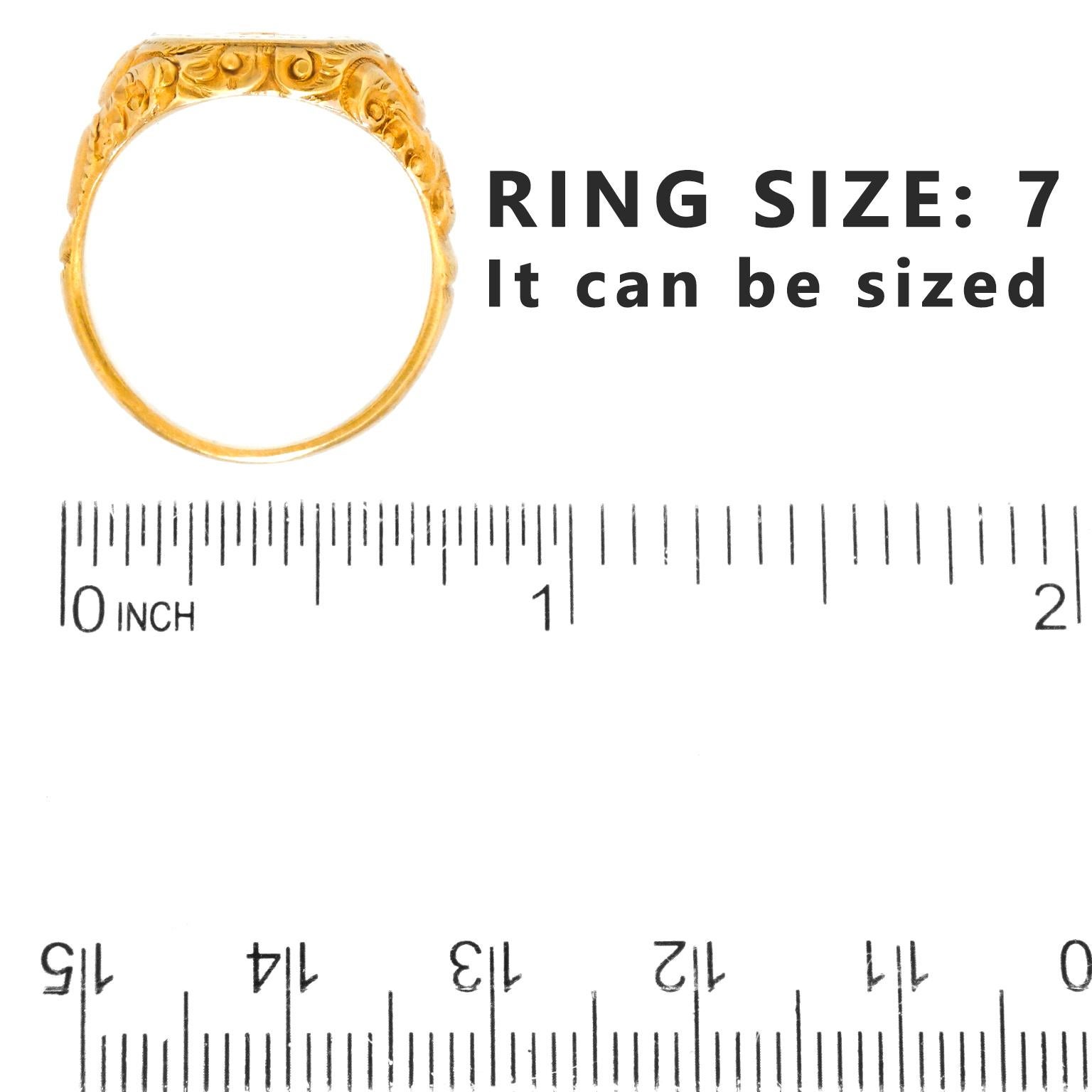 Antique Gold Signet Ring c1890s American 1
