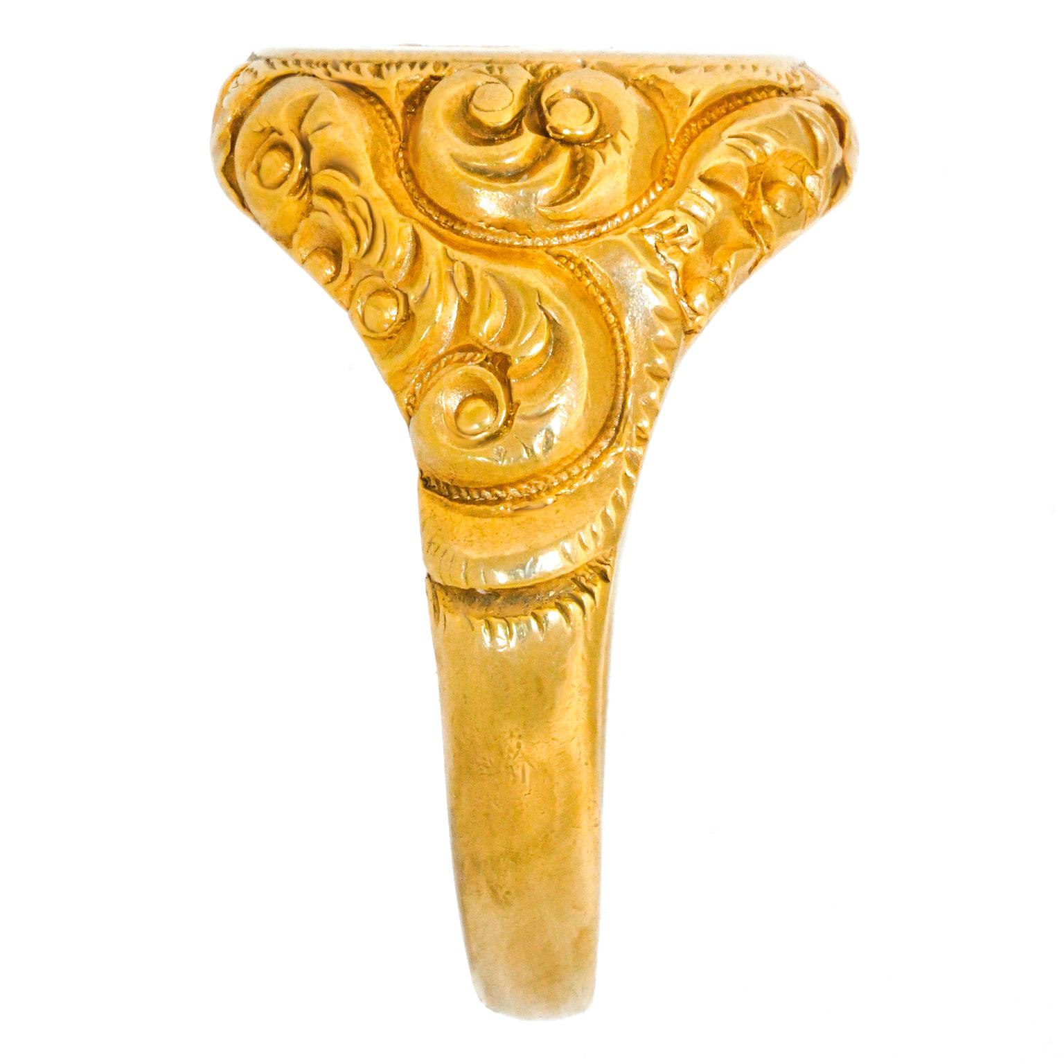 Antique Gold Signet Ring c1890s American 2