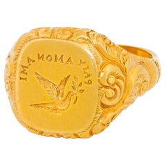 Antique Gold Signet Ring c1890s American