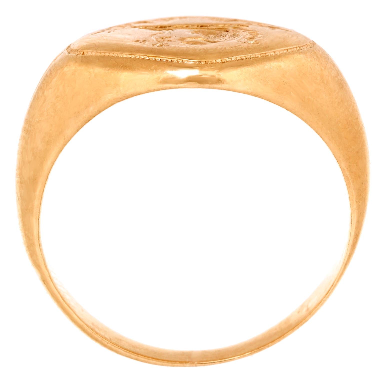 Anillo de sello de oro antiguo con ardilla 6